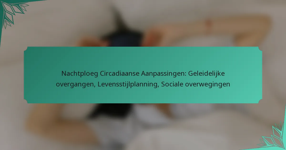 Nachtploeg Circadiaanse Aanpassingen: Geleidelijke overgangen, Levensstijlplanning, Sociale overwegingen