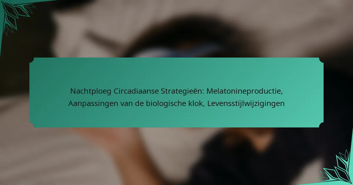 Nachtploeg Circadiaanse Strategieën: Melatonineproductie, Aanpassingen van de biologische klok, Levensstijlwijzigingen