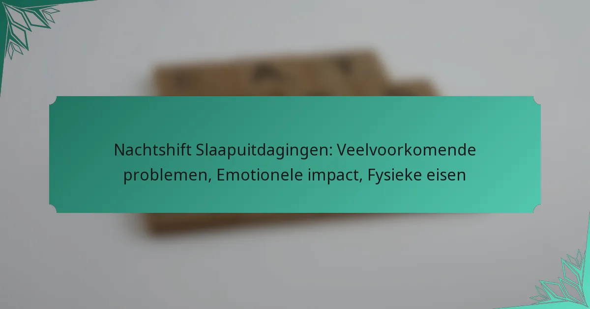 Nachtshift Slaapuitdagingen: Veelvoorkomende problemen, Emotionele impact, Fysieke eisen